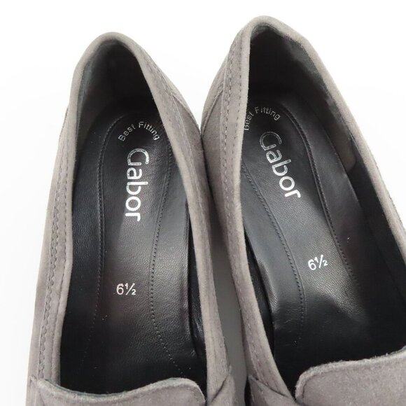 Gabor Womens 6.5 Gray Suede Leather Black Pyramid Stud Chunky Lug Sole Loafers - Picture 7 of 11